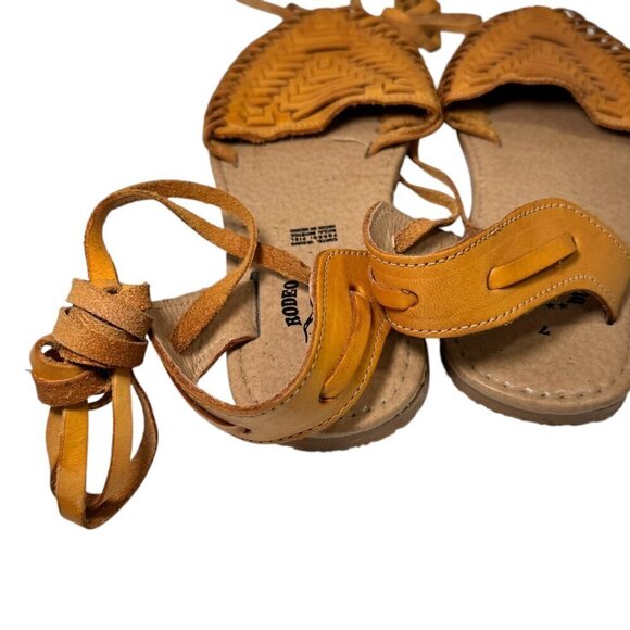 New Rodeo Durango Woven Leather Huarache Sandals Fit Women's 10 Made in Mexico - Picture 3 of 4